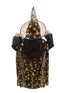 Golden and Black Witch Cape with Hat - Witch Costume for Girls with Printed witch Pumkin Design and Pumpkin Basket Combo | Halloween Costume for Girls