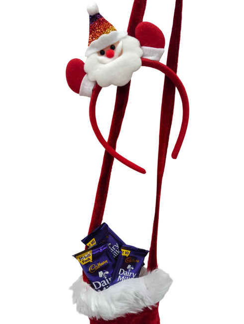BookMyCostume Pack of 2 Christmas Accessory Set Santa Headband and Goodies Bag Combo For Girls | Kids