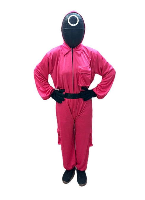 Survival Drama Korean TV Series Game Costume with Attached Hood, Assorted Plastic Mask & Belt - Halloween Cosplay Outfit for Adults | For Girls and Women