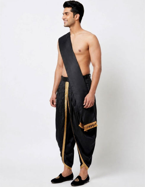 Black Dhoti with Patka Indian Folk Cultural Role Play Dress | Indian Traditional Costume for Boys