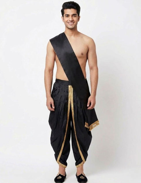 Black Dhoti with Patka Indian Folk Cultural Role Play Dress | Indian Traditional Costume for Boys