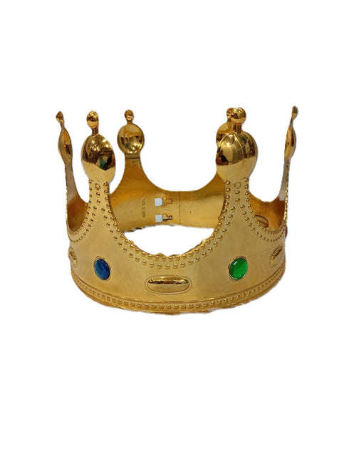 BookMyCostume Royal Plastic King Crown for Kids with Shiny Metal Look & Stone Details - Crown for Boys, Fancy Dress Accessories for Halloween, Cosplay, and Theme Parties
