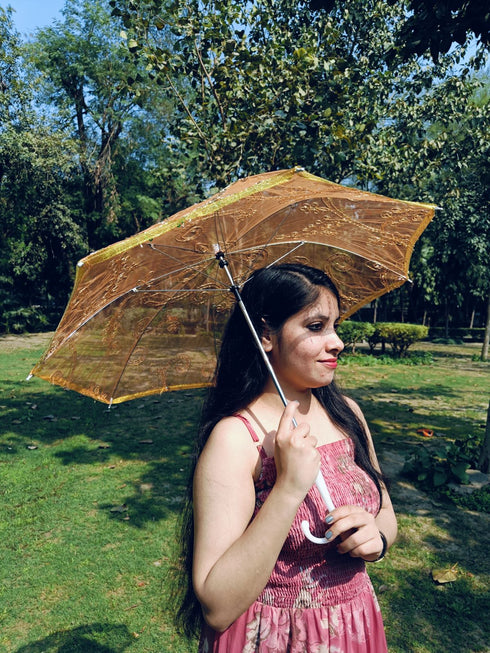 BookMyCostume Net Parasol Umbrella with Embroidery – Kids & Adults Costume Accessories for Photoshoots, Decorations & Special Occasions