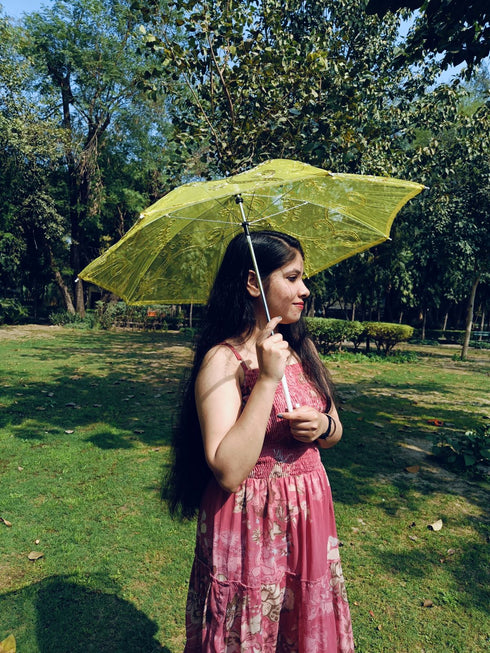 BookMyCostume Net Parasol Umbrella with Embroidery – Kids & Adults Costume Accessories for Photoshoots, Decorations & Special Occasions