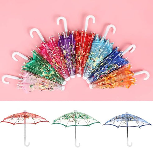 BookMyCostume Net Parasol Assorted Umbrella with Embroidery for Kids Costume Accessories for Photoshoots, Decorations & Special Occasions