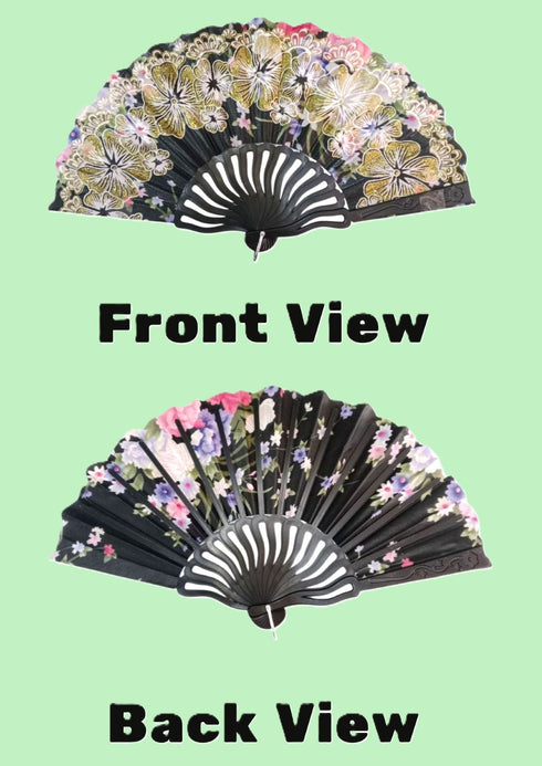 BookMyCostume Assorted Plastic Japanese Dance Fan – Elegant Fancy Dress Costume Accessories for Kids & Adults| Perfect for Group Annual Day Dances