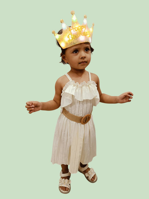 BookMyCostume Assorted Glowing LED Happy Birthday Headband Crown Accessories for Girls – 3 Modes Changing Lights, Sparkly Birthday Crown with Adjustable Size for Party and Celebration