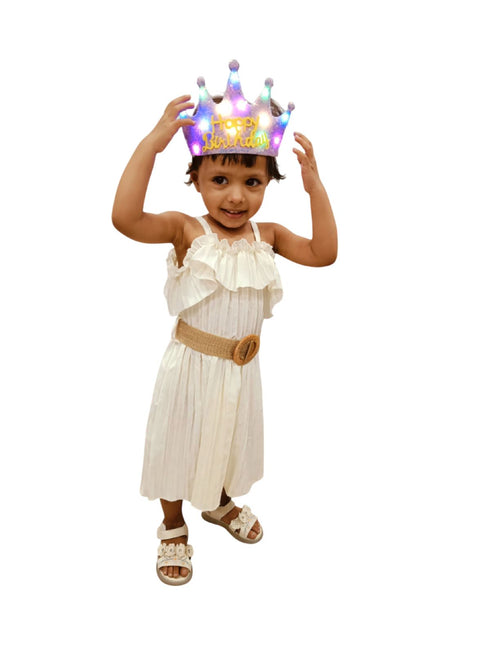 BookMyCostume Assorted Glowing LED Happy Birthday Headband Crown Accessories for Girls – 3 Modes Changing Lights, Sparkly Birthday Crown with Adjustable Size for Party and Celebration