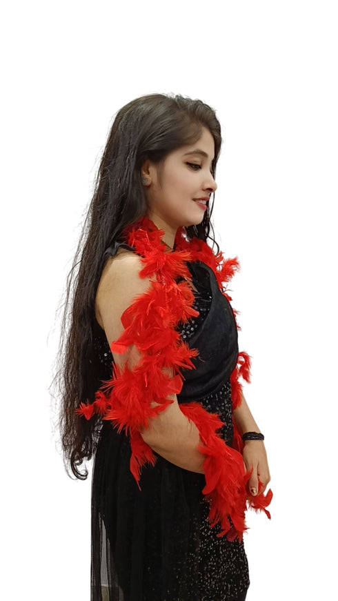 BookMyCostume Fluffy Feather Boa Stole | Soft Feathers Scarf Evening Dress Accessory for Girls | Perfect for Dance Accessory, Costume Parties & Stylish Feather Dress Look