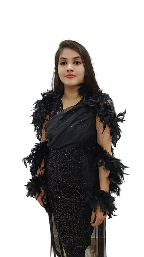 BookMyCostume Fluffy Feather Boa Stole | Soft Feathers Scarf Evening Dress Accessory for Girls | Perfect for Dance Accessory, Costume Parties & Stylish Feather Dress Look