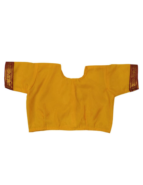 Yellow & Red Bharatanatyam Saree Indian Classical Dance Costume for Girls | Kids & Adult Fancy Dress Costume