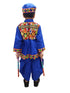Blue Gujarati Kedia with Dhoti & Turban Cap With A Pair of Dandiya Sticks – Traditional Outfit with State Artwork & Gota Work for Navratri & Festivals | Gujarat Fancy Dress Costume For Kids & Adults
