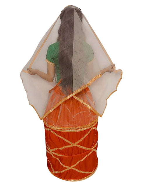 BookMyCostume Manipuri Traditional Dress for Girls | Manipuri Dress for Kids Girls | North East Indian Dance & Fancy Dress Costume | Cultural Outfit for Theme Parties, School Functions & Competitions