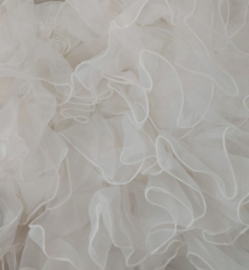 BookMyCostume White & Golden Sequin Western Dance Costume for Girls | Stylish Top with Frill Sleeves & White Fluffy Skirt | Party Wear & Western Dance Costume for Kids