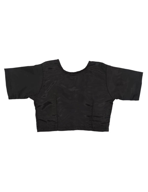 BookMyCostume Black Retro Polka Dot Saree Costume for Girls | Ready-to-Wear Saree with Blouse & Hairband | 70s Bollywood Fancy Dress for Theme Parties & School Functions