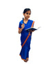 BookMyCostume Teacher Costume for Kids Girls | Dark Blue Ready-to-Wear Saree with Blouse |Mythology Dress for Kids Girls | Community Helper Dress| Role Play Outfit for Girls