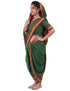 Traditional Marathi Dress for Girls | Dark Green Nauvari Saree for Kids with Blouse | Fisherwoman Costume for Kids | Indian Cultural State Dress