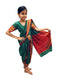 BookMyCostume Traditional Marathi Dress for Girls | Dark Green Nauvari Saree for Kids with Blouse | Fisherwoman Costume for Kids | Indian Cultural State Dress