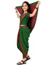 Traditional Marathi Dress for Girls | Dark Green Nauvari Saree for Kids with Blouse | Fisherwoman Costume for Kids | Indian Cultural State Dress