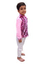 BookMyCostume Pink Sequin Shirt & White Shiny Pants Western Dance Costume for Boys | Full Sleeve Party Wear Outfit | Theme Annual Day & Fancy Dress Outfit