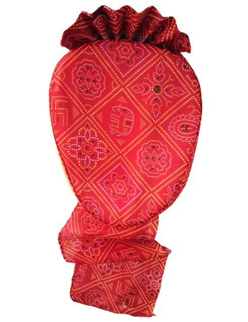 BookMyCostume Bandhej Turban/Pagdi with Turra for Men & Women | Wedding & Celebration Headwear | Traditional Rajasthani Pagdi for Barati & Guests | Free Size