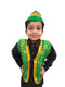 Green Qawwali Jacket & Cap Combo for Kids | Green Embroidered Ethnic Fancy Dress Costume | Sufi Singer Kurta Style Waistcoat & Head Cap for Theme Parties & Stage Shows