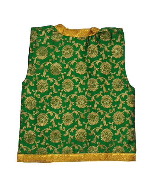 Green Qawwali Jacket & Cap Combo for Kids | Green Embroidered Ethnic Fancy Dress Costume | Sufi Singer Kurta Style Waistcoat & Head Cap for Theme Parties & Stage Shows