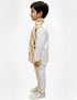 White & Golden Sequin Western Dance Costume for Boys | Stylish Shiny Full Sleeve Shirt and Pant Set with Zipper Closure | Dance Costume for Boys | Fancy Dress for Boys