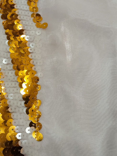 White & Golden Sequin Western Dance Costume for Boys | Stylish Shiny Full Sleeve Shirt and Pant Set with Zipper Closure | Dance Costume for Boys | Fancy Dress for Boys