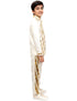 White & Golden Sequin Western Dance Costume for Boys | Stylish Shiny Full Sleeve Shirt and Pant Set with Zipper Closure | Dance Costume for Boys | Fancy Dress for Boys