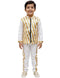 White & Golden Sequin Western Dance Costume for Boys | Stylish Shiny Full Sleeve Shirt and Pant Set with Zipper Closure | Dance Costume for Boys | Fancy Dress for Boys