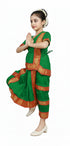 BookMyCostume Bharatanatyam Costume for Girls and Women – Green with Red Border | Classical Dance Dress | Indian Dance Dress for Girls | Traditional Dance Outfit