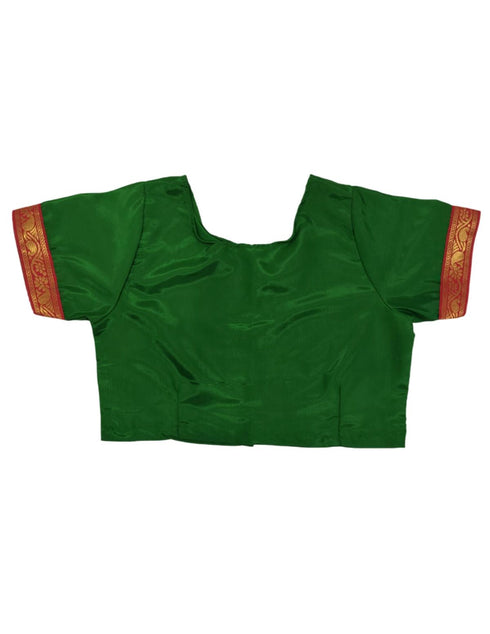 BookMyCostume Bharatanatyam Costume for Girls and Women – Green with Red Border | Classical Dance Dress | Indian Dance Dress for Girls | Traditional Dance Outfit