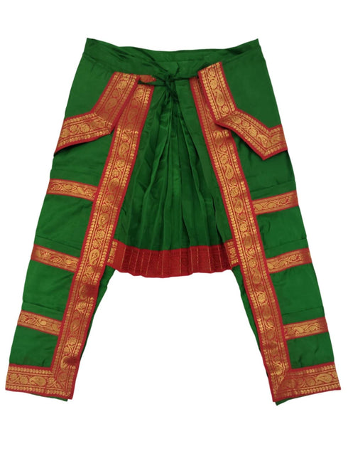 BookMyCostume Bharatanatyam Costume for Girls and Women – Green with Red Border | Classical Dance Dress | Indian Dance Dress for Girls | Traditional Dance Outfit