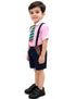 Boy Dangri Style Costume Set | Pink Shirt with Denim Dangri Style Shorts & Colorful Tie | Fancy Dress Costume for Role Play | Boys