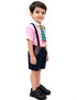 Boy Dangri Style Costume Set | Pink Shirt with Denim Dangri Style Shorts & Colorful Tie | Fancy Dress Costume for Role Play | Boys