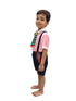 Boy Dangri Style Costume Set | Pink Shirt with Denim Dangri Style Shorts & Colorful Tie | Fancy Dress Costume for Role Play | Boys