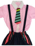 Boy Dangri Style Costume Set | Pink Shirt with Denim Dangri Style Shorts & Colorful Tie | Fancy Dress Costume for Role Play | Boys