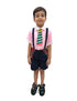 Boy Dangri Style Costume Set | Pink Shirt with Denim Dangri Style Shorts & Colorful Tie | Fancy Dress Costume for Role Play | Boys
