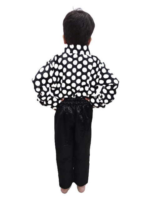BookMyCostume Black Polka Dots Shirt with Black Shining Pant | Retro Theme Kids Fancy Dress Costume | Stylish Dress for Dance, Fancy Dress