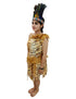 BookMyCostume Unisex Adivasi Tribal Dance Costume – Tiger Print Fur Material | One-Shoulder Outfit with Armlets & Multicolor Feather Headdress
