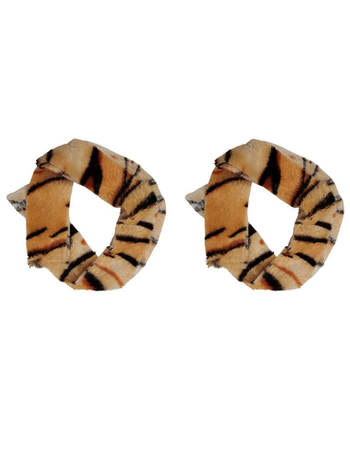 BookMyCostume Unisex Adivasi Tribal Dance Costume – Tiger Print Fur Material | One-Shoulder Outfit with Armlets & Multicolor Feather Headdress