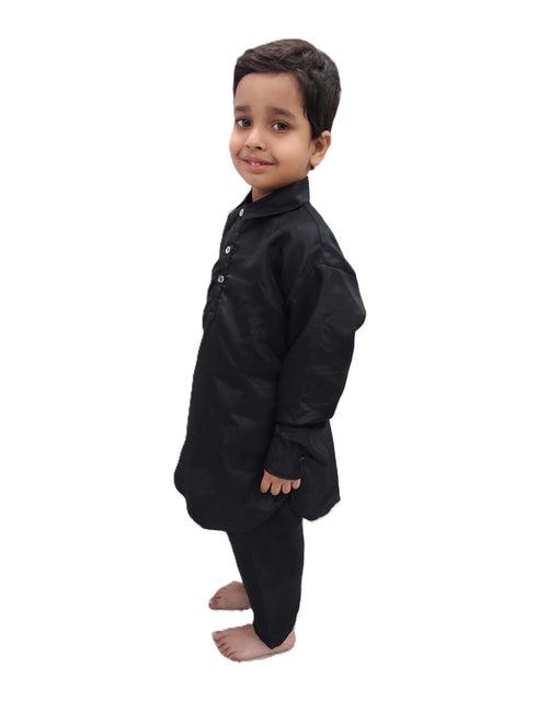 BookMyCostume Kashmiri Dress for Boys – Traditional Black Pathani Suit Set | Kashmiri Suit for Kids with Collared Kurta & Pajama | Ethnic Kashmiri Dress for Cultural Events & Fancy Dress