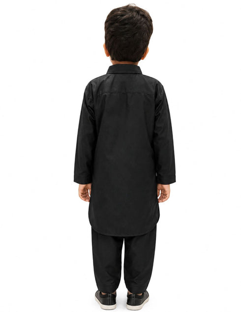Kashmiri Dress for Boys – Traditional Black Pathani Suit Set | Kashmiri Suit for Kids with Collared Kurta & Pajama | Ethnic Kashmiri Dress for Cultural Events & Fancy Dress