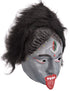 Kali Mata Rubber Mask for Fancy Dress – Grey Color Goddess Face Mask with Attached Hair | Religious Role Play Mask for Kids & Adults | Kali Devi Costume Accessory