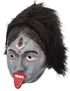 Kali Mata Rubber Mask for Fancy Dress – Grey Color Goddess Face Mask with Attached Hair | Religious Role Play Mask for Kids & Adults | Kali Devi Costume Accessory