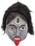 Kali Mata Rubber Mask for Fancy Dress – Grey Color Goddess Face Mask with Attached Hair | Religious Role Play Mask for Kids & Adults | Kali Devi Costume Accessory