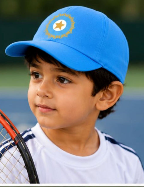 Blue Cricket Cap for Kids & Adults – Sports Cap with Velcro Strap & Embroidered Cricket-Inspired Logo