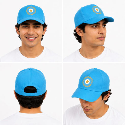 Blue Cricket Cap for Kids & Adults – Sports Cap with Velcro Strap & Embroidered Cricket-Inspired Logo
