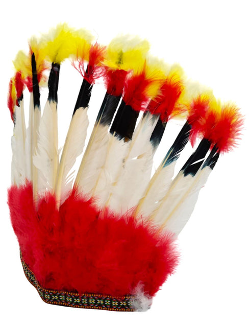 BookMyCostume Kids Tribal Fiery Feather Headdress – Red & White Crown with Adjustable Elastic | Fancy Dress Costume Headgear for Tribal Theme & Cultural Events